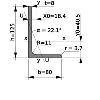 уголок стальной 125х80х8