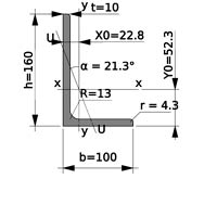 уголок стальной 160х100х10