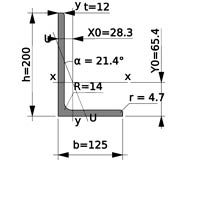 уголок стальной 200х125х12